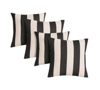 OHS Outdoor Cushion Covers 45 x 45 Decorative Stripe Outdoor Cushions Waterproof Super Soft Garden Cushions Home Decor Throw Pillow Covers with Invisible Zipper Set of 4, Monochrome