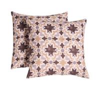 OHS Outdoor Cushion Covers 45 x 45 Decorative Tile Print Outdoor Cushions Waterproof Super Soft Garden Cushions Home Decor Throw Pillow Covers with Invisible Zipper Set of 2, Natural