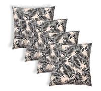 OHS Outdoor Cushion Covers 45 x 45 Leaf Print, Water Resistant Outdoor Cushions 4 Pack Super Soft Comfy Decorative Throw Pillows For Garden Sofa Bench, Monochrome