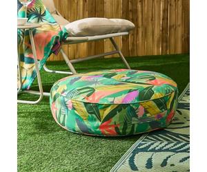 OHS Outdoor Cushions Filled Palm Print Floor Cushion, Soft Comfy Garden Cushions Waterproof Seat Pad for Living Room Patio Balcony Round Seat Cushion Indoor Outdoor Seat Pads, Green - 60cm