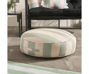OHS Outdoor Cushions Filled Stripe Floor Cushion, Soft Comfy Garden Cushions Waterproof Seat Pad for Living Room Patio Balcony Round Seat Cushion Indoor Outdoor Seat Pads, Sage/Cream - 60cm