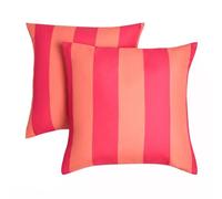 OHS Outdoor Cushions Waterproof Decorative Stripe Cushion Covers 45 x 45 Set of 2 Super Soft Patio Garden Cushions Home Decor Throw Pillow Covers with Invisible Zipper, Orange/Pink