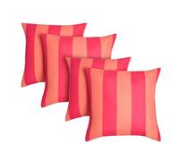 OHS Outdoor Cushions Waterproof Decorative Stripe Cushion Covers 45 x 45 Set of 4 Super Soft Patio Garden Cushions Home Decor Throw Pillow Covers with Invisible Zipper, Orange/Pink