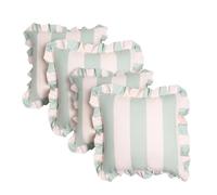 OHS Outdoor Cushions Waterproof Decorative Stripe Cushion Covers 45 x 45 Set of 4 Super Soft Patio Garden Cushions Home Decor Throw Pillow Covers with Invisible Zipper, Sage/Cream