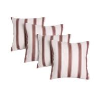 OHS Outdoor Cushions Waterproof Decorative Stripe Outdoor Cushion Covers 45 x 45 Set of 4 Super Soft Patio Garden Cushions Home Decor Throw Pillow Covers with Invisible Zipper, Chocolate/Cream