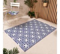 OHS Outdoor Garden Rug Tile Geo Area Floor Non Slip Waterproof Large Mat in Blue | Size: 120 cm x 170 cm OHS Blue 120 cm x 170 cm