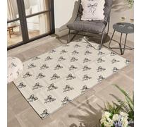OHS Outdoor Rug Bow Print, Reversible Garden Rug Foldable Weather Waterproof Outdoor Carpet Non Slip Easy Clean UV Decking Lawn Patio Balcony Large Rugs, Monochrome - 120 x 170cm