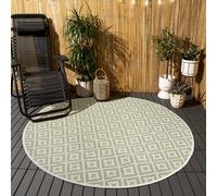OHS Outdoor Rug Garden Geometric Round Waterproof Area Mat in Green | Size: Large OHS Green Large