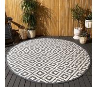 OHS Outdoor Rug Garden Geometric Waterproof Area Mat, Grey White - 170Cm