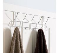 OHS Over Door 10 Hook Hanging Storage Coat Jacket Towel Rack Closet Organiser Silver