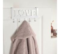 OHS Over Door 5 Hook Clothes Coat Hanger Love Organiser Space Saving Home Decor Rail