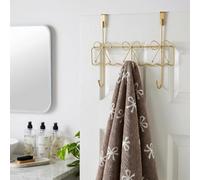 OHS Over Door Hooks Bow Design Space Saving 3 Hooks Over Door Hanger, Gold | Metal Rust Resistant Door Hooks for Coats Hats Bags Clothes Towels Anti Slip Door Hanger Bedroom Bathroom