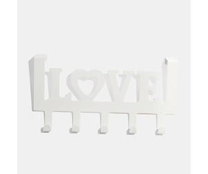 OHS Over The Door Hook, Love Metal Over Door Towel Rack Doors Hanger White Decorative Space Saving Coat Hanger 5 Hooks for Hanging Clothes Coat Towel