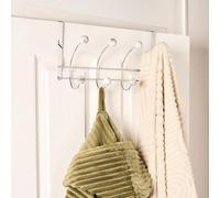 OHS Over The Door Hooks, Heavy Duty Over Door Hanger with 8 Metal Hooks Towel Rack for Bathroom Coat Hooks Storage for Coats Hats Bags Clothes, White Marble