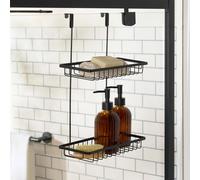 OHS Over-the-Door Shower Caddy Double Shelf Bathroom Organiser in Black OHS Black