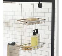 OHS Over-the-Door Shower Caddy Double Shelf Bathroom Organiser in Silver OHS Silver
