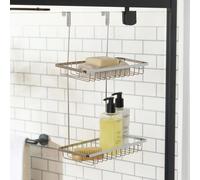 Ohs Over-The-Door Shower Caddy Double Shelf Bathroom Organiser - Silver