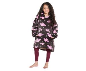 OHS Oversized Blanket Hoodie Kids Sherpa Halloween Hoodie, Black Bat Print