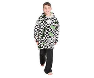 OHS Oversized Blanket Hoodie Kids Sherpa Halloween Hoodie,Mono Checkerboard