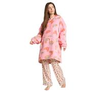 OHS Oversized Blanket Hoodie Sherpa Lined Wearable Blanket, Blush Croissant