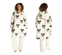 OHS Oversized Hoodie Blanket Bow Print, Birthday Gifts for Women Super Soft Sherpa Fleece Warm Comfy Cosy Wearable Blankets Sweatshirt Blanket Hoodie Women Girls Big Pocket, Monochrome