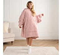 OHS Oversized Hoodie Blanket Giant Fleece Supersoft Braided Wearable Throw, Blush