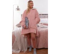 OHS Oversized Plush Sherpa Fleece Hoodie Blanket in Baby Pink OHS Baby Pink One Size