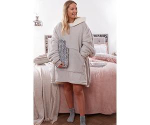 OHS Oversized Plush Sherpa Fleece Hoodie Blanket in Light Grey OHS Light Grey One Size