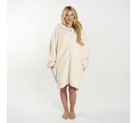 Ohs Oversized Sherpa Fleece Zip Up Wearable Hooded Jacket - Cream