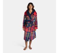 OHS Oxford Check Flannel Fleece Dressing Gown Bathrobe in Navy OHS Navy One Size