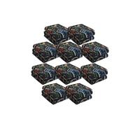 OHS Pack of 10 Printed Fleece Blanket Throw in Black | Size: 120 cm x 150 cm OHS Black 120 cm x 150 cm