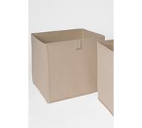 OHS Pack of 2 Plain Folding Cube Storage Boxes in Beige OHS Beige