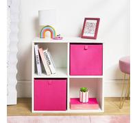 OHS Pack of 2 Plain Folding Cube Storage Boxes in Bright Pink OHS Bright Pink