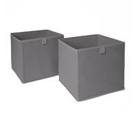 OHS Pack of 2 Plain Folding Cube Storage Boxes in Charcoal OHS Charcoal