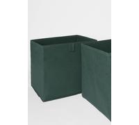 OHS Pack of 2 Plain Folding Cube Storage Boxes in Dark Green OHS Dark Green