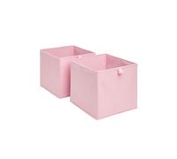 OHS Pack of 2 Plain Folding Cube Storage Boxes in Light Pink OHS Light Pink