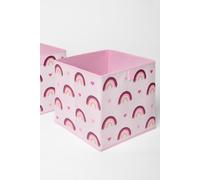 OHS Pack of 2 Rainbow Print Cube Storage Boxes in Light Pink OHS Light Pink