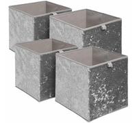 OHS Pack Of 4 Crushed Velvet Stylish Folding Storage Box Cube