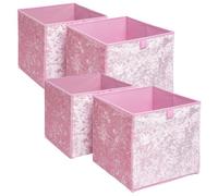 OHS Pack Of 4 Crushed Velvet Stylish Folding Storage Box Cube