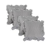 OHS Pack of 4 Cushion Covers 45 x 45 Stripe, Soft Cosy Frill Edge Throw Pillow Covers with Invisible Zipper Sofa Cushions Home Decor for Bedroom Living Room, Monochrome