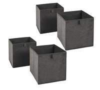 OHS Pack of 4 Matte Velvet Cube Storage Boxes Home Organiser Toys Clothing Bathroom Pop Up Foldable Collapsible Storage Boxes Space Saving Shelves Organiser Cube Baskets, Charcoal Grey