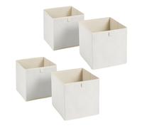OHS Pack of 4 Matte Velvet Cube Storage Boxes Home Organiser Toys Clothing Bathroom Pop Up Foldable Collapsible Storage Boxes Space Saving Shelves Organiser Cube Baskets, Natural