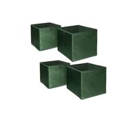 OHS Pack of 4 Matte Velvet Storage Boxes Set Home Bathroom Clothing Collapsible Foldable Toys Pop Up Folding Cube Box, Forest Green