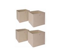OHS Pack of 4 Plain Folding Storage Boxes in Beige OHS Beige