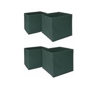 OHS Pack of 4 Plain Folding Storage Boxes in Dark Green OHS Dark Green