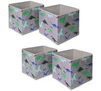OHS Pack Of 4 X Dinosaur Print Cube Storage Boxes
