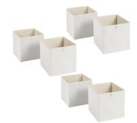 OHS Pack of 6 Matte Velvet Cube Storage Boxes Home Organiser Toys Clothing Bathroom Pop Up Foldable Collapsible Storage Boxes Space Saving Shelves Organiser Cube Baskets, Natural