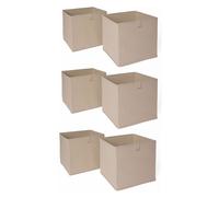OHS Pack of 6 Plain Folding Storage Boxes in Beige OHS Beige