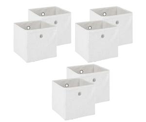 OHS Pack of 6 Storage Cube Boxes Teddy Boucle, Foldable Storage Boxes for Shelves Cubes Set for Toys Blankets Books Clothes Home Bathroom Living Room Collapsible Storage, White