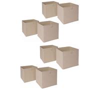 OHS Pack of 8 Plain Folding Storage Boxes in Beige OHS Beige
